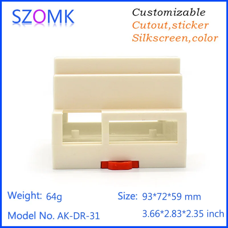 wall mounting din rail plastic electronic project enclosure (1Pcs) 93*72*59mm plastic electronics instrument box