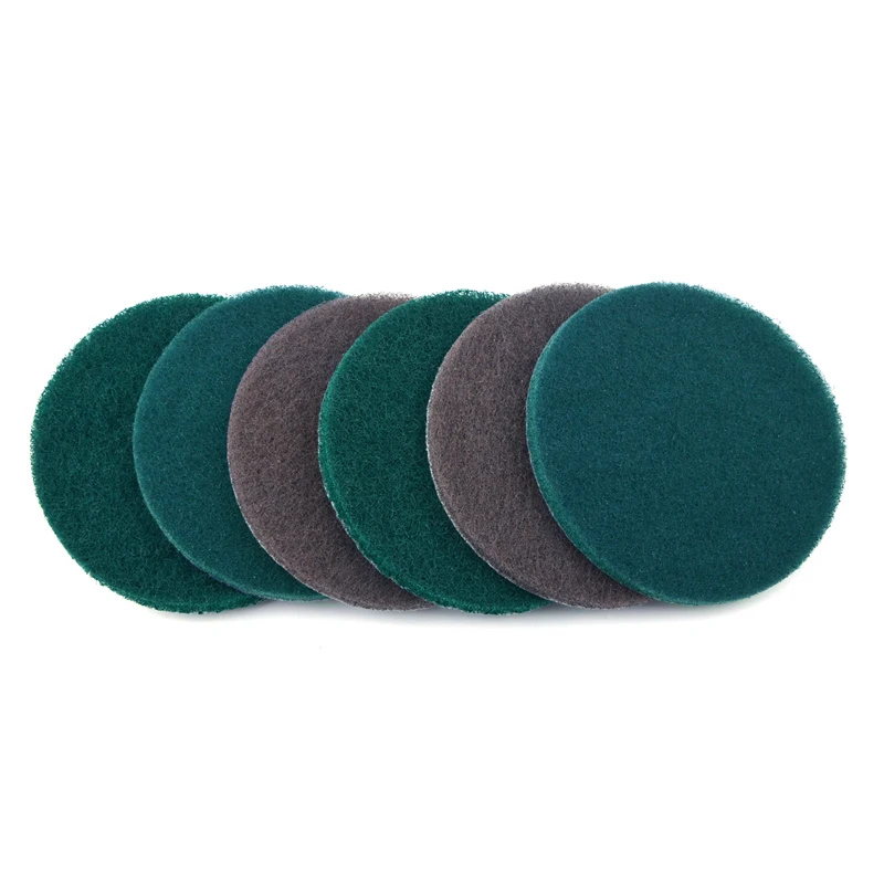 POLIWELL 4PCS 125mm Multipurpose Flocking Scouring Pad Industrial Heavy Duty Round Nylon Cloth for Kitchen Polishing Cleaning