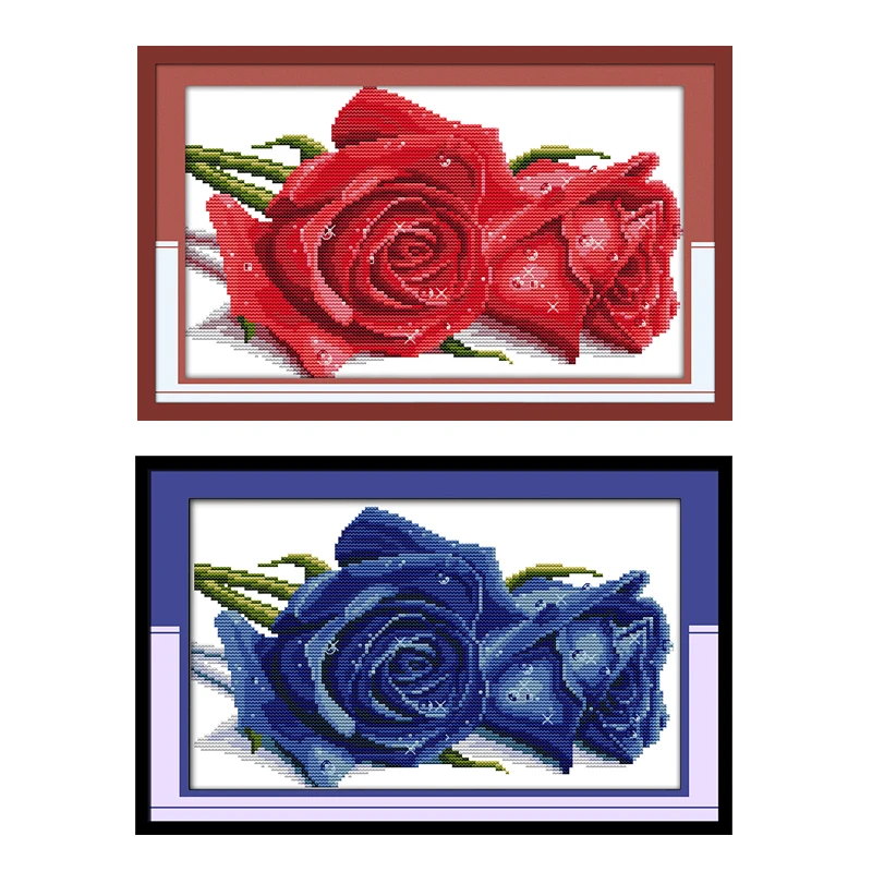 Rose Lover Patterns Counted Cross Stitch Set DIY 11CT 14CT 16CT Stamped DMC Cross-stitch Kit Embroidery Needlework Home Decor