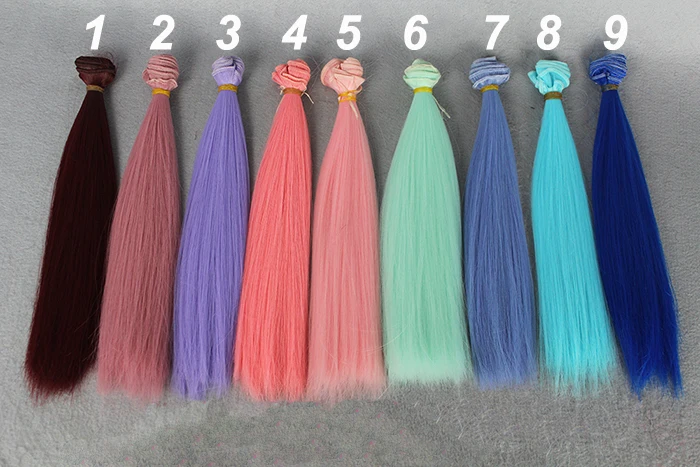 9pieces/lot  Wig refires bjd hair 25cm*100CM green blue coffe orange pink color straight wig hair for 1/3 1/4 BJD diy