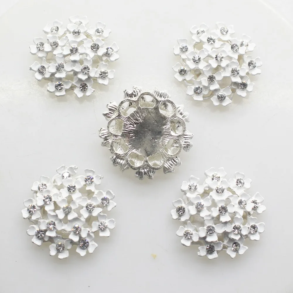 10pcs/LOT 25MM Alloy Button Two Color Special shiny Rhinestone diamond button Wedding Decorative Girl Jewelry Diy hiar accessory