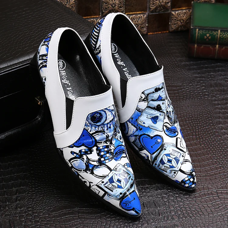 

Fashion Leather Men Dress Shoes Wedding Formal Shoes Print Men Oxford Shoes Men Flats
