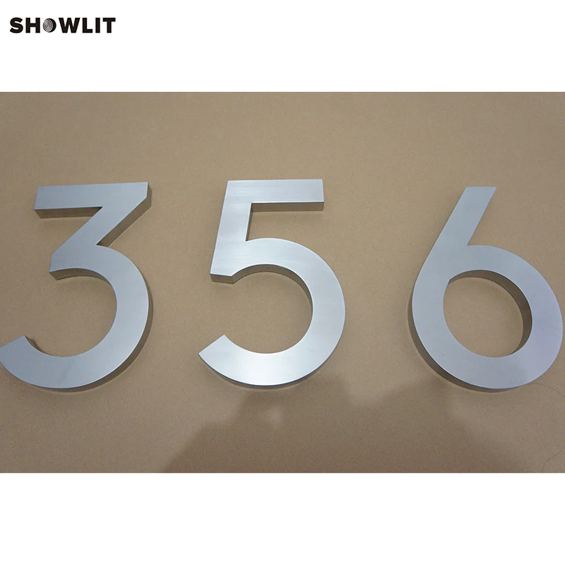 Sliver Color Brushed Stainless Steel Apartment Door Numbers Custom Available