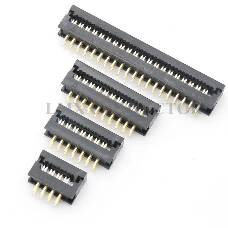 

Разъем FD 2,54 мм 100PCD, 2x8p/10p/12p/14p/16p/18p/20p/24p-50p, Штекерный разъем IDC, соединитель для перехода кабеля, медно-золотистый покрытый