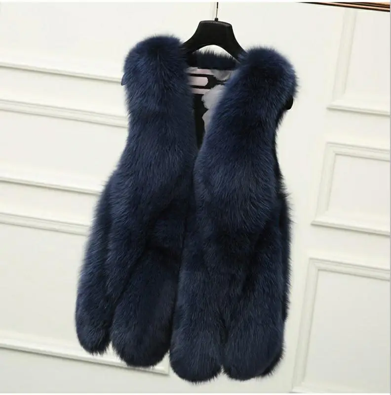 Newest 2023 Winter Fashion Women\'s Faux Fur Vest Faux Fur Coat Thicker Warm Fox Fur Vest Colete Feminino fashion S-4XL wj1180