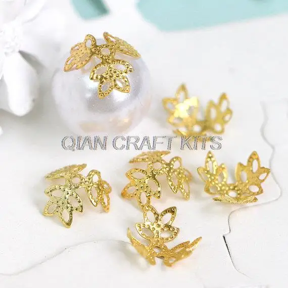 set of 300pcs 15mm big Gold tone filigree hollow metal bead caps lead and nickle free