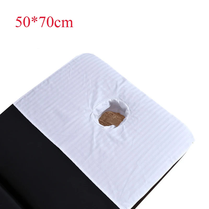 1Pcs Professional Cotton Cosmetic Salon Sheets SPA Massage Treatment Beauty Salon Bed Head Cover Sheets with Hole 50*70cm