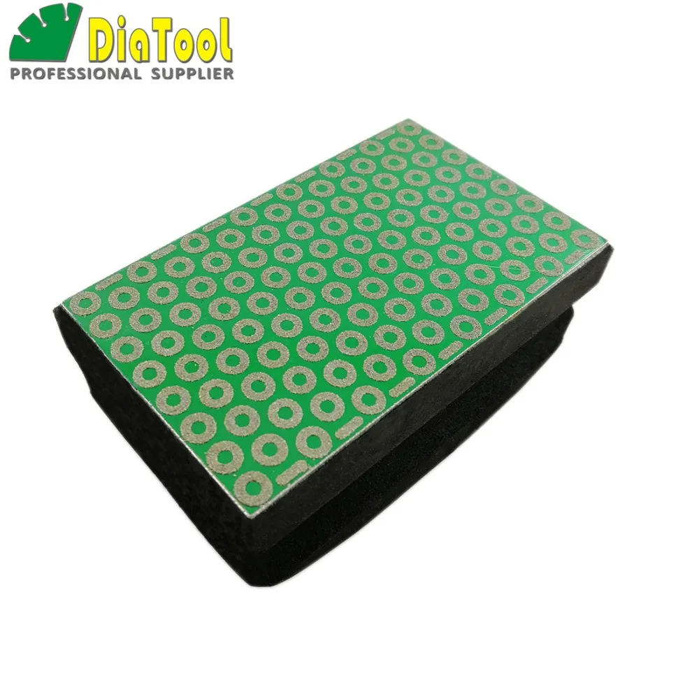 DIATOOL Electroplated Diamond Hand Pad 90X55MM Grit #100 Polishing Block Foam Backed Hand Polishing Pad