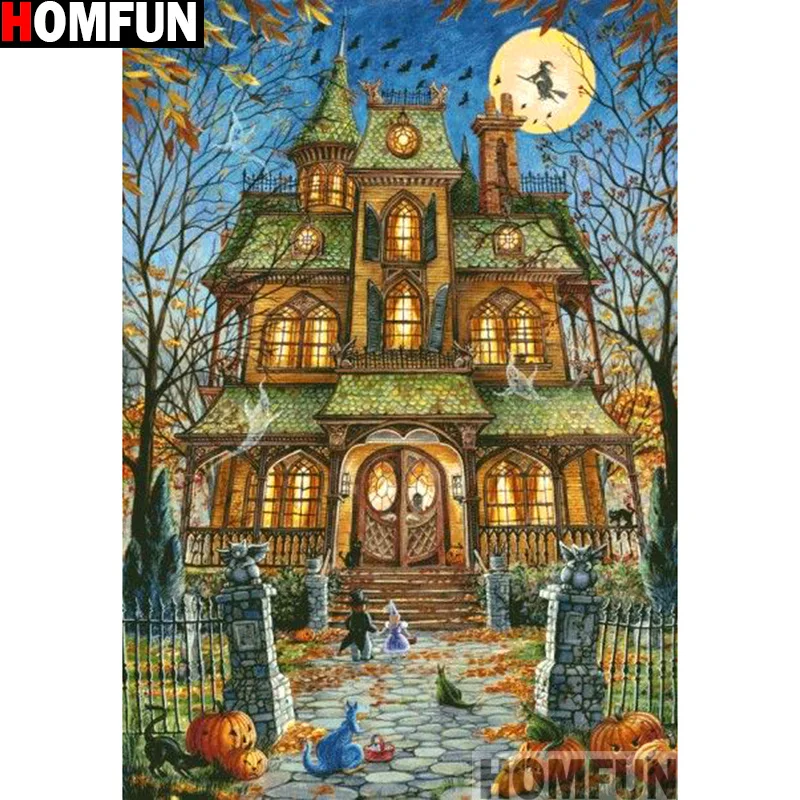 

HOMFUN Full Square/Round Drill 5D DIY Diamond Painting "Castle pumpkin" 3D Embroidery Cross Stitch 5D Home Decor Gift A13252