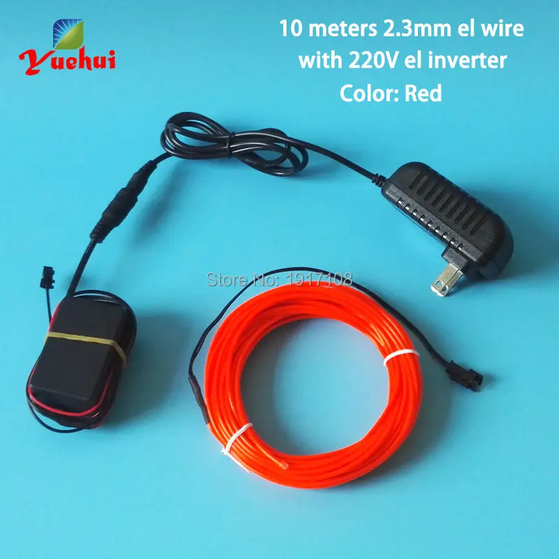 

With Home Festival Party decor AC100-220V 2.3mm 10M RED cut into any length EL wire rope tube flexible LED neon glowing light