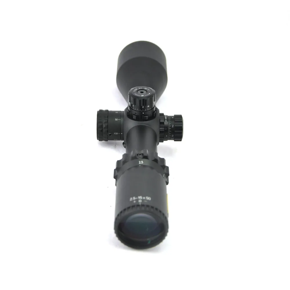 TOTEN 2.5-15x50 FFP Riflescope ar15 m4 Sniper Hunting Rifle Scope 30mm Tube Night Red Illumination Long Range Aim Optical Sight