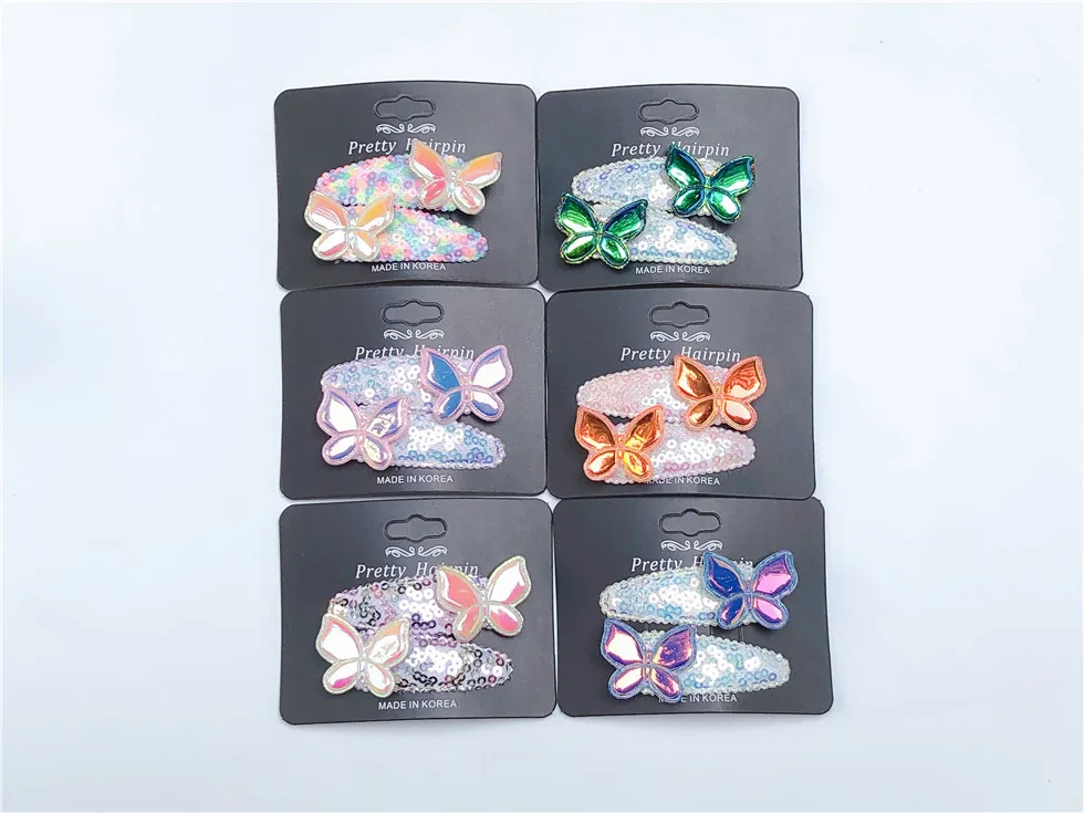 

Boutique ins 12Pairs Fashion Cute Glitter Laser Butterfly Snap Clips Solid Animal Sequin Barrettes Princess Hair Accessories