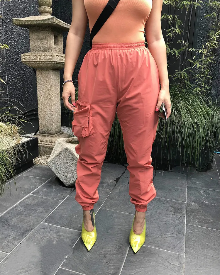 3 Colors Streetwear Track Pants Cargo Pockets Pants Women Harem Trousers Casual Joggers Female High Waist Slacks Loose Pantalon