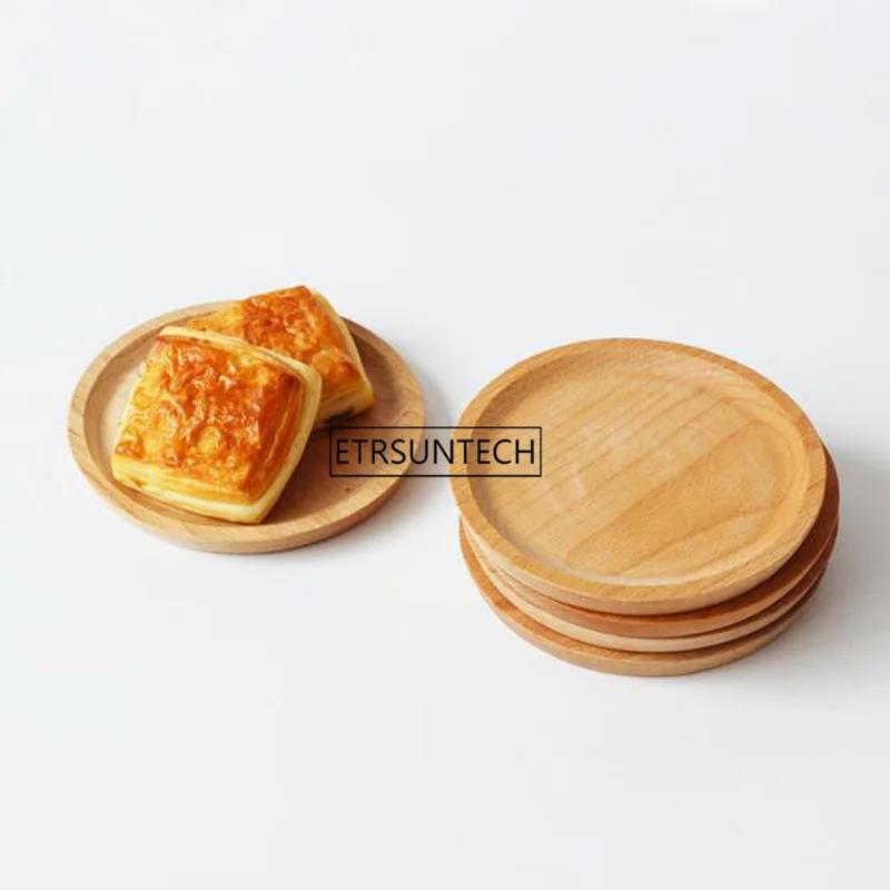 Round Wooden Non-slip Heat Resistant Mat Pastry Tray Dessert Plate Dishes Coasters Holder Custom Laser Logo