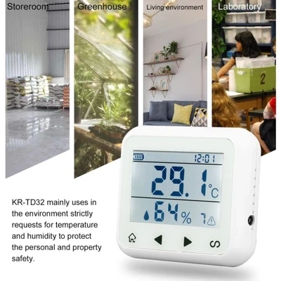TD32 LED Display Adjustable Temperature And Humidity Alarm Sensor Detector Alarm Protect The Personal And property