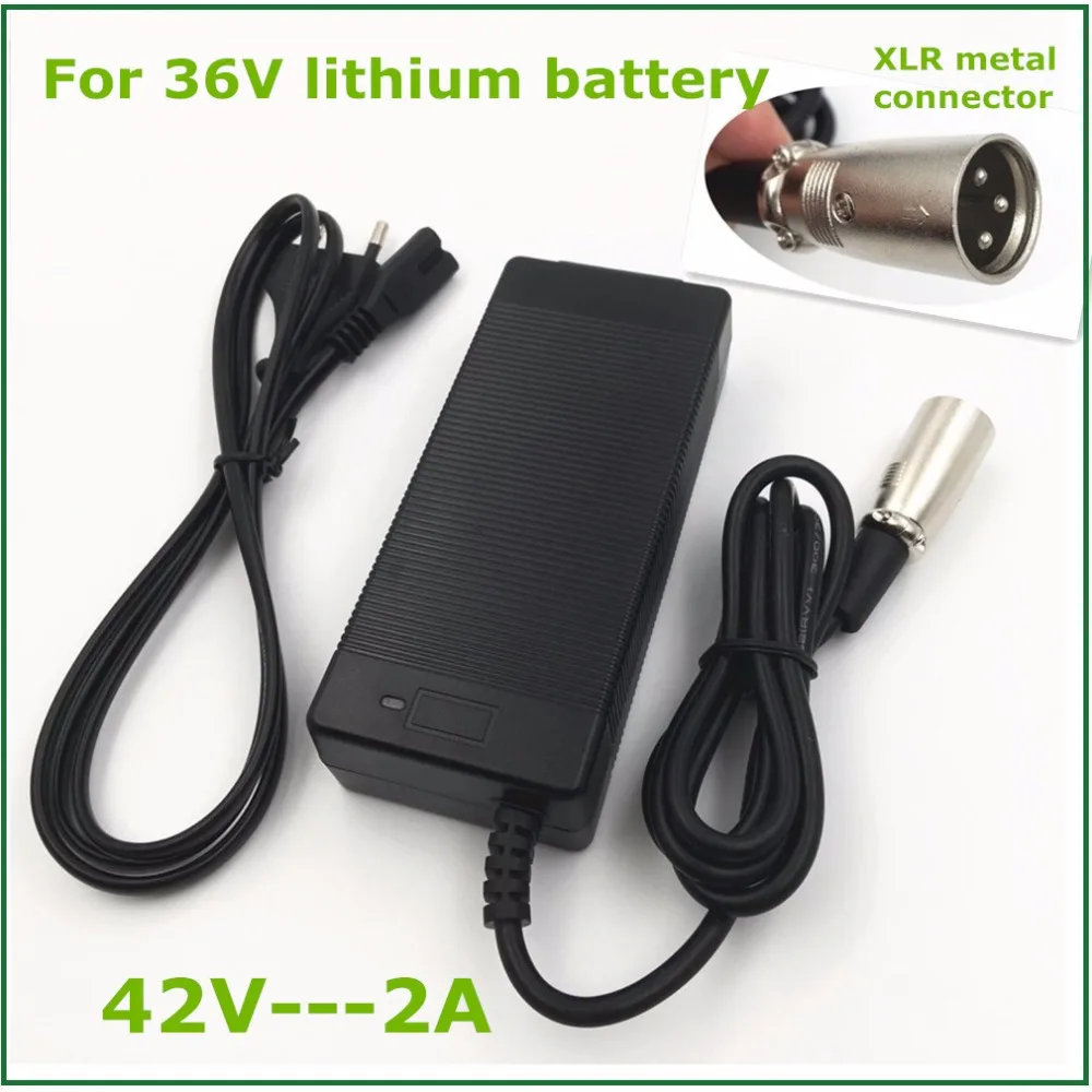 36V Li-ion Charger 42V2A Lithium Battery Charger for 36V moped with XLR Socket/Connector Good Quality