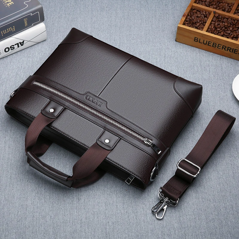 Men PU Leather Shoulder Fashion Handbags Business Bags Black Bag Men for Document Male Briefcases Leather Laptop Briefcases Bag