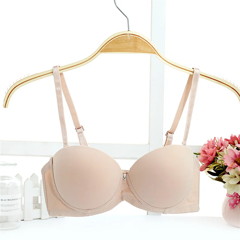 Coffee Seamless thicken cup Bra Solid Sexy Plunge T-shirt Underwear Women Push Up Bra Everyday Soft Lingerie wedding dress bra