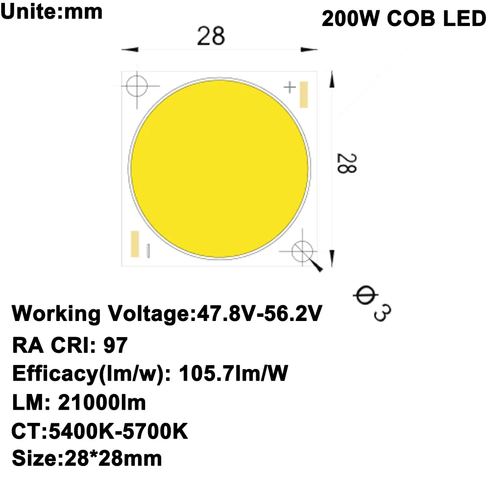 led cri ra 95 mais cob farol diodo emissor de luz branco 5600k 200 a w lm para projetor de cinema em casa 01