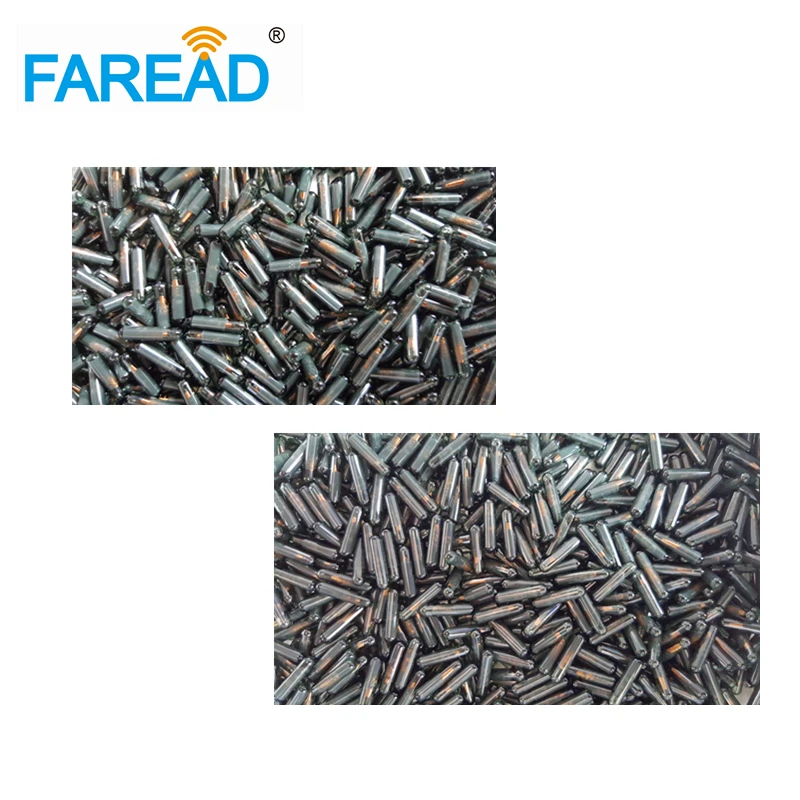 X30pcs 1.4*10mm EM4305 LF microchip de etiqueta de vidro 134.2Khz FDX-B, microtransponder para identificação de gado