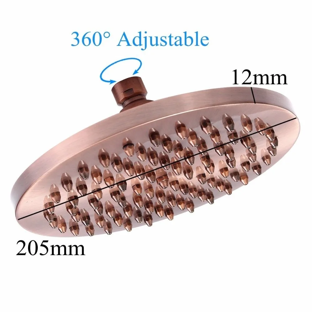 Antique Copper 8 Inch Shower Head Round Rainfall Shower head Top Rain Shower Head KD1075