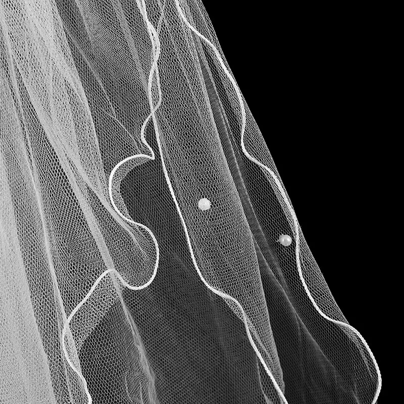 Элегантные свадебные аксессуары 1,5 метров 3-слойная свадебная вуаль из Бисера Белая простая свадебная вуаль с гребнем свадебная вуаль горячая распродажа