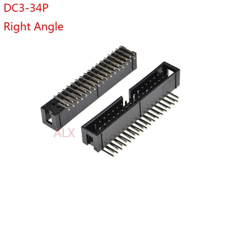 10pcs dc3-34p 2.54MM pitch JTAG ISP MALE SOCKET Right Angle idc box headers PCB CONNECTOR DOUBLE ROW 2x17PIN DC3 34 PIN HEADER