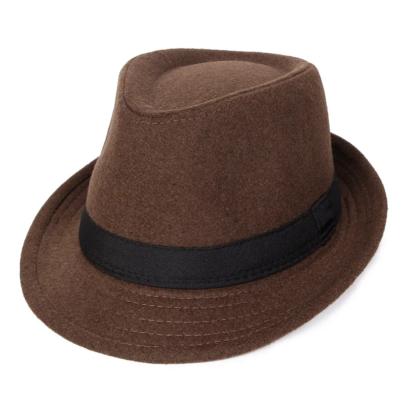 Classics Autumn 2024 Winter Short Brim Felt Fedoras Hat Men Black panama Vintage top sombrero trilby mens hats gentleman fedora