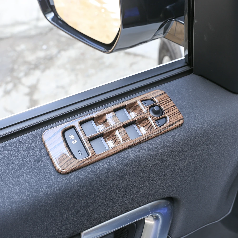 4 Pcs Sands Wood Grain ABS Window ABS Car Lift Button Frame Trim For Land Rover Discovery Sport 2015-2018 Car Accessory