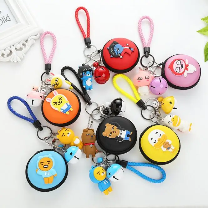 1 Piece Creative Cartoon Clips Headphone Coin Organizer Box Plastic Desk Storage Bag Holder With Keychain Doll Birthday Gift