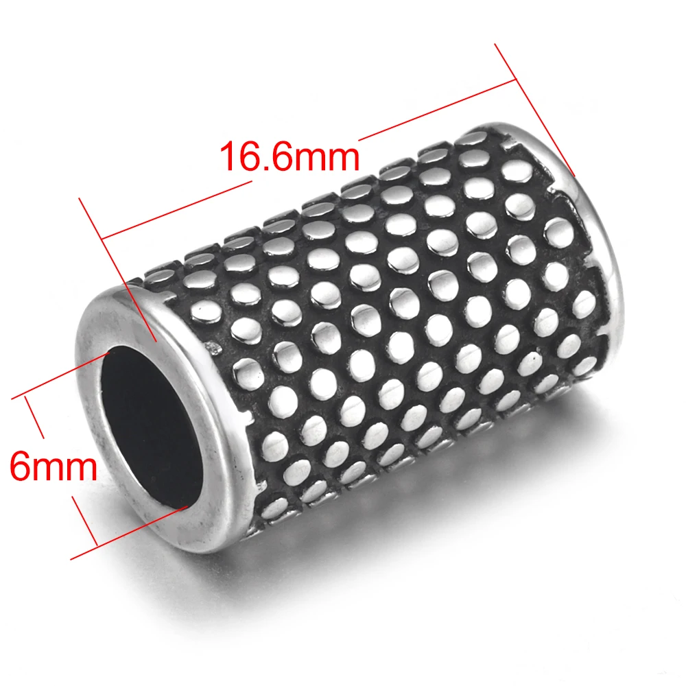 Stainless Steel Tube Beads Dots Hole 6mm Cylinder Bead for Bracelet Slider DIY Accessories Jewelry Making Supplies