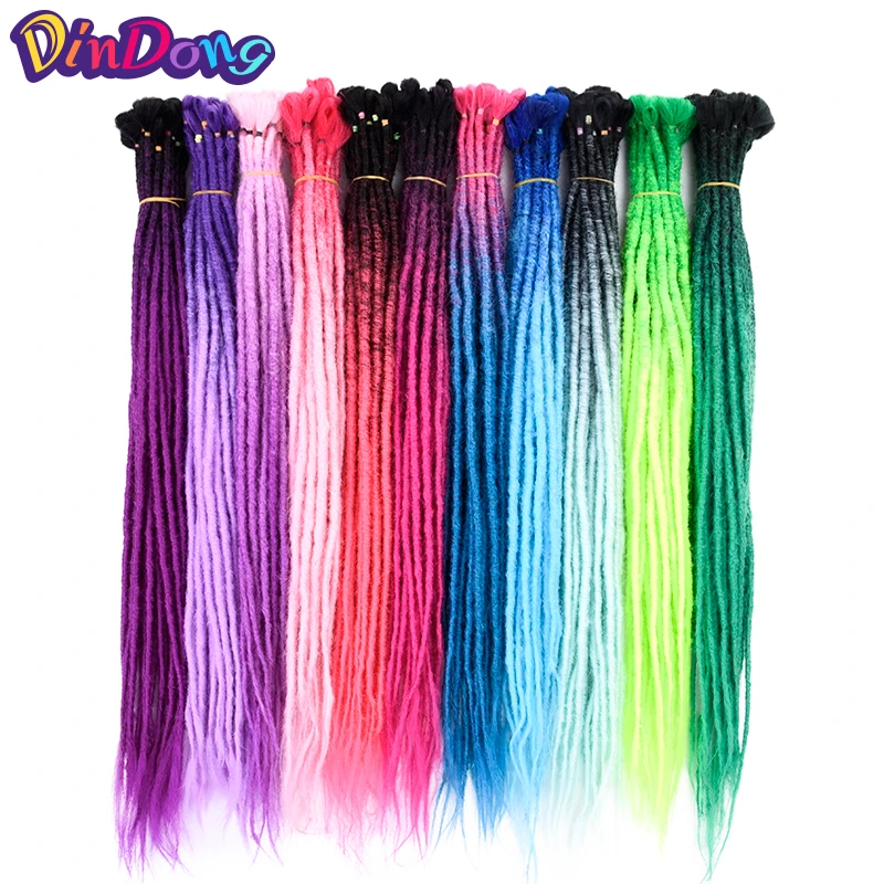 DinDong 24 pollici Handmade Dreadlocks Estensioni Dei Capelli Del Crochet Ombre Sintetico Morbido Reggae Dei Capelli Crochet Trecce 25 Colori Disponibili