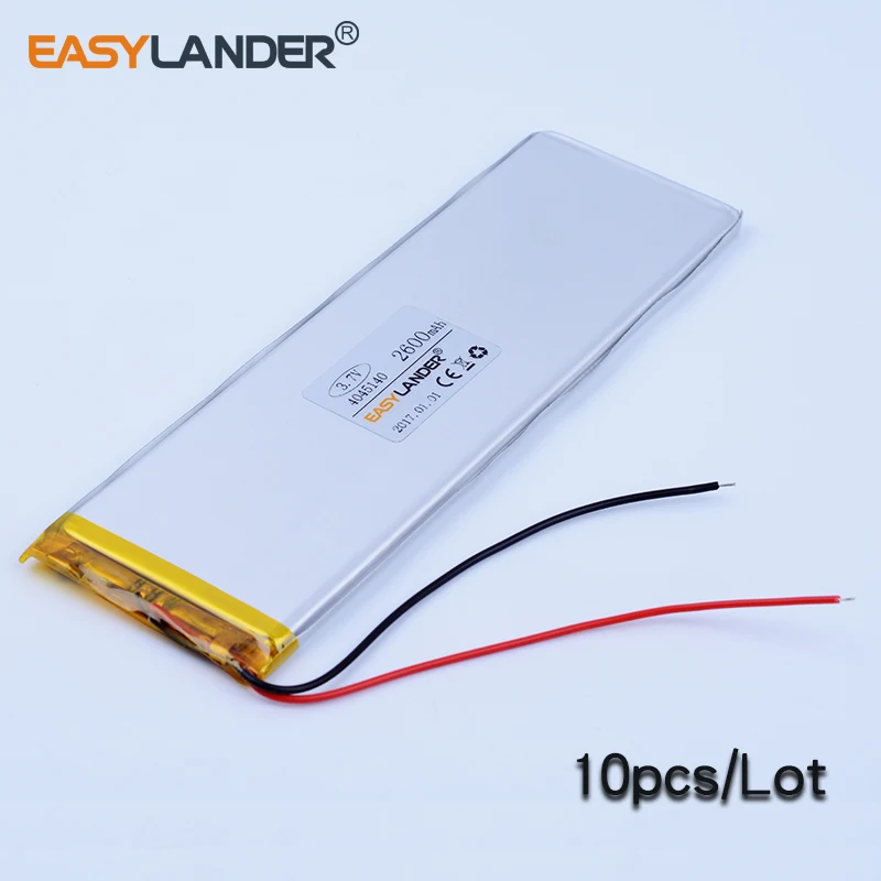 

10pcs 4045140 3.7V 2600mAh Rechargeable li Polymer Li-ion Battery For tablet PC Mobile Power Bank DIY E-book GPS DVD