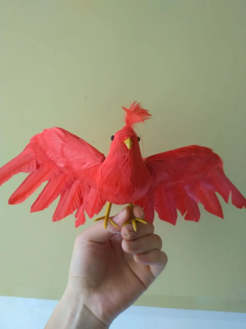 

red simulation bird model foam&feather wings Phoenix doll gift about 28x22cm