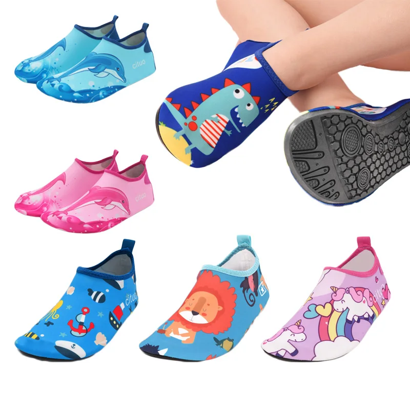 Unicorn Kids Slippers Pantufa Infantil Water Shoes Kids Quick Drying Swim Footwear Barefoot Aqua Socks For Beach Pool Children