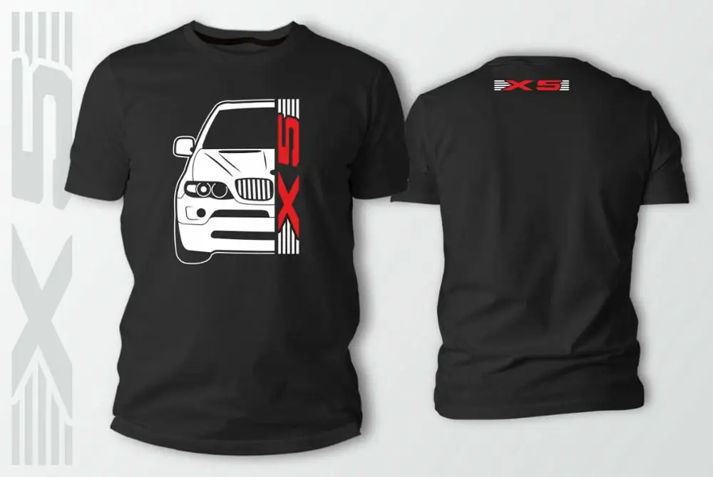 Double Side German Car X5 Car Auto Black T-Shirt 2019 Summer T Shirt Short Sleeve Cotton T Shirts Man Clothing Concert T Shirts