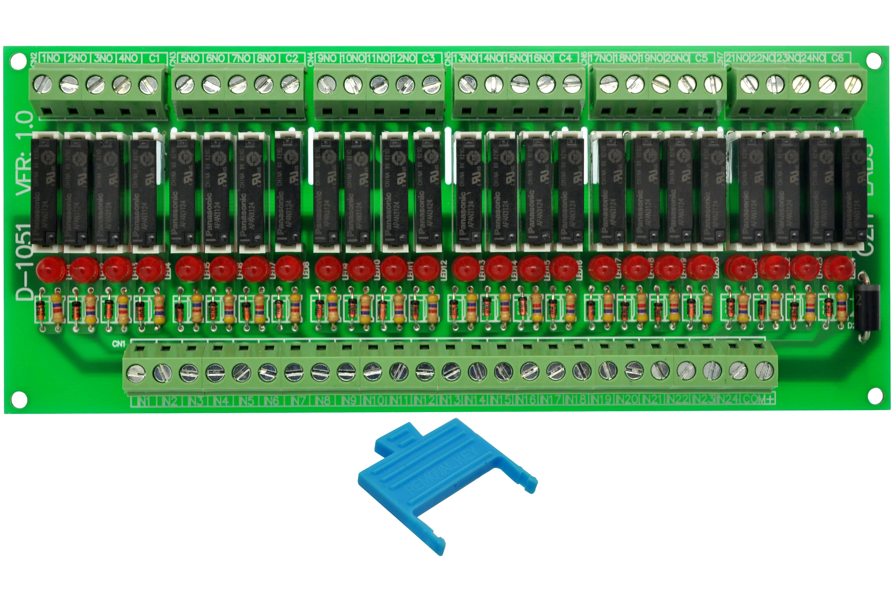 Slim Panel Mount DC24V Sink/NPN 24 SPST-NO 5A Power Relay Module, APAN3124