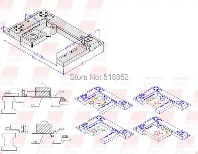 EPT-706 Precision EDM Vise, Universal Base of SUS440 Stainless Steel Vise Jig Tools for EDM Wire Cutting Machine