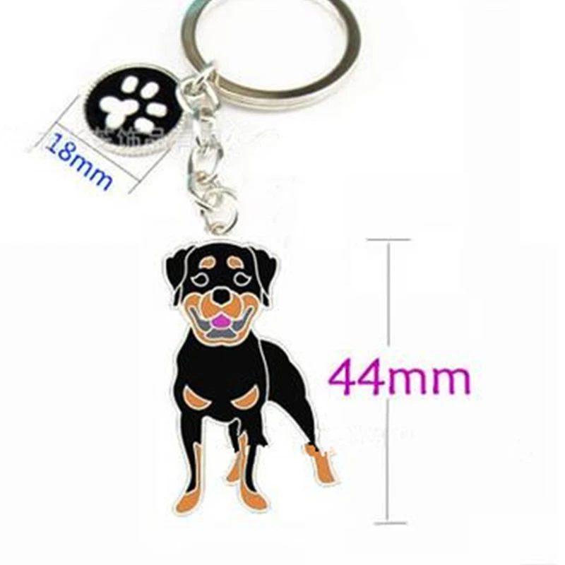 Rottweiler dog pendant key chains for men women silver color alloy metal bag charm male female car keychain key ring holder