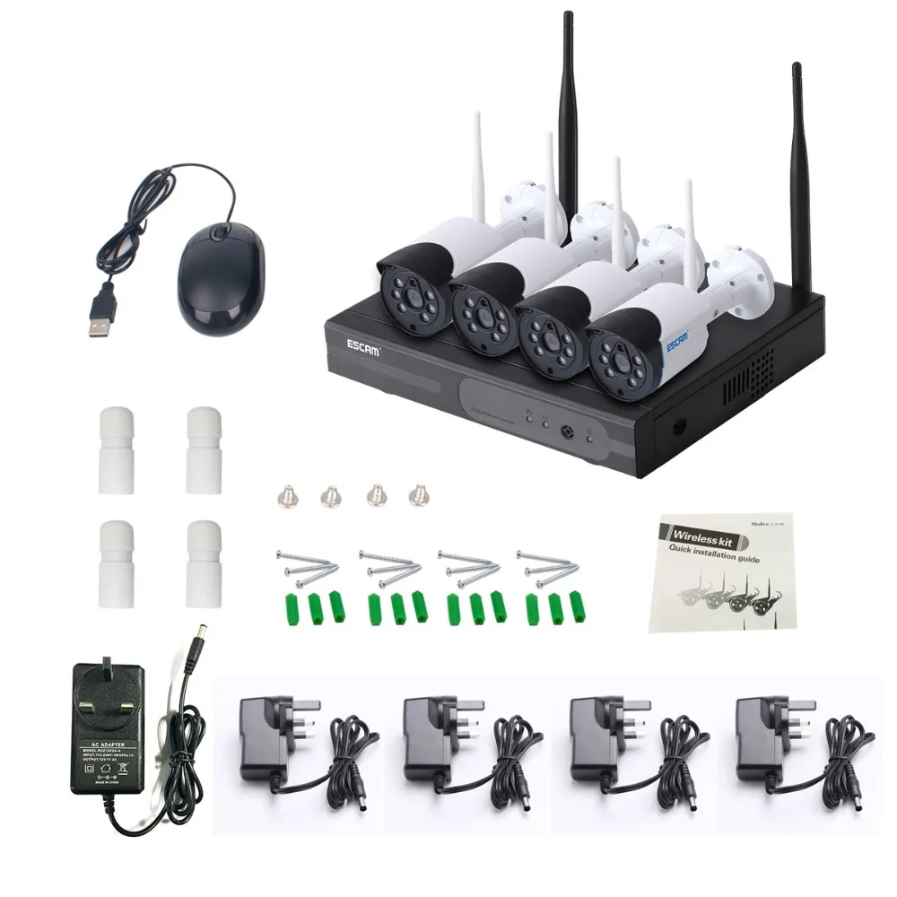 4ch CCTV H265 Home Security Camera Alarm System Wireless Wifi IP Camera NVR Kit