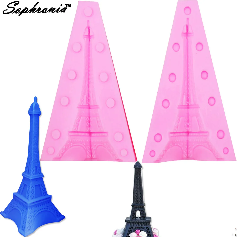 S086 3D Eiffel Tower Soaps Crafts Silicone Mold For Artisan Candle Wax Melts Mooncake Ice Making Mould for Baking Forms