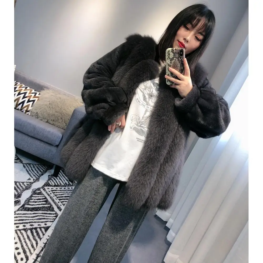 ผู้หญิงทั้งหนัง Fox FUR Coat ผู้หญิงนําเข้า Mink FUR เสื้อแจ็คเก็ตผู้หญิงฤดูใบไม้ร่วงและฤดูหนาวใหม่เสื้อขนสัตว์