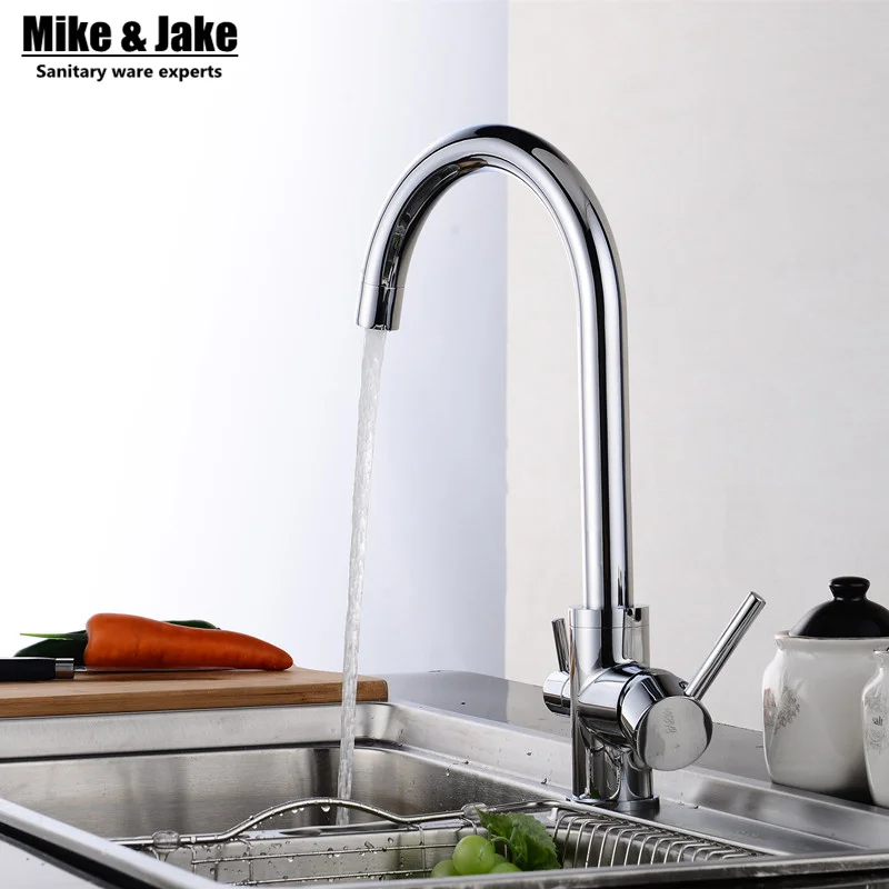 Solid Brass Chrome Water Kitchen Faucet 3 Way Double Function Filler Kitchen Faucet Three Way Tap For Water Filter Mixer