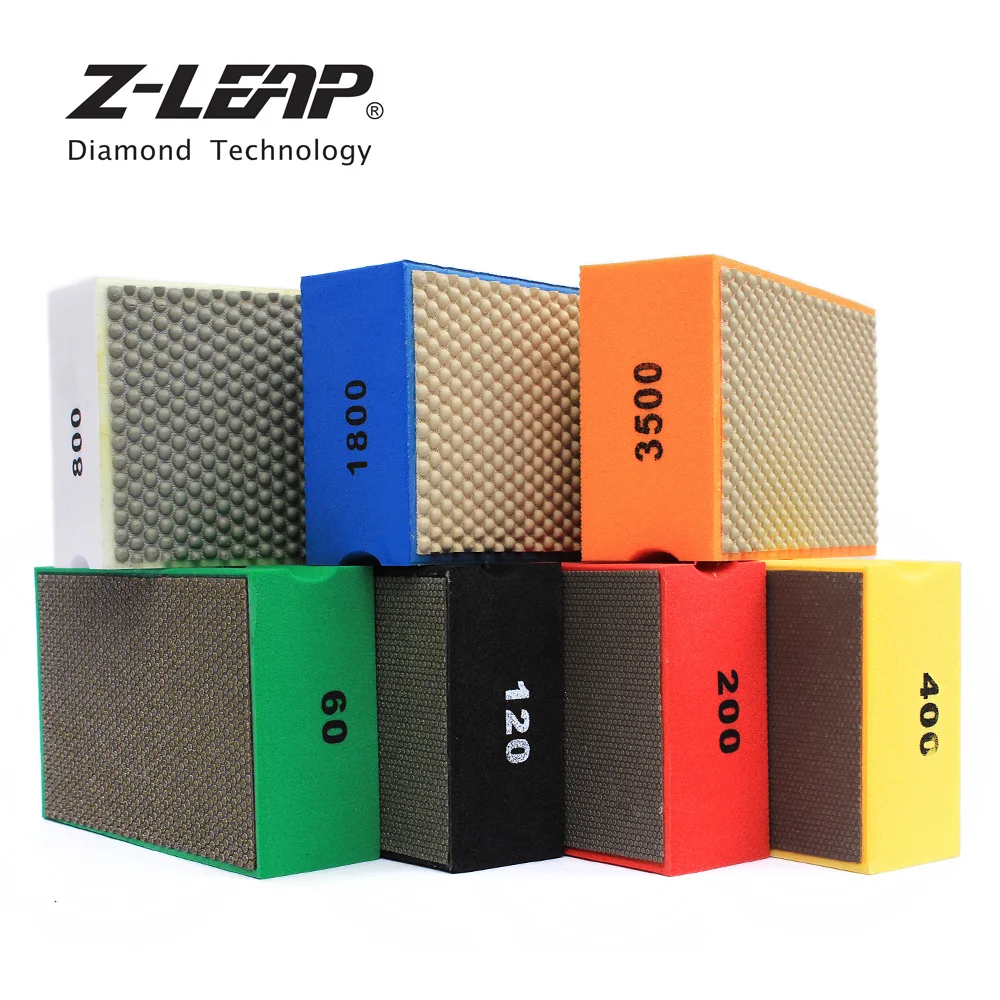 Z-LEAP 7pcs Diamond Hand Pads Polishing Tool Professional Abrasive Pad Glass Quartz Concrete Kitchen Mildew Cleaning Sanding Pad