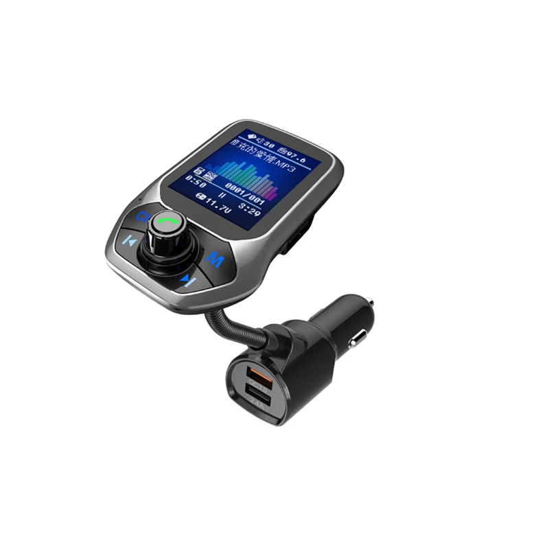 Transmissor FM Bluetooth sem fio para carro, display colorido, modulador, MP3 Player, kit automotivo, mãos livres, carregador QC3.0, 1,8\