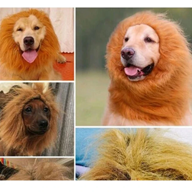 Pet Dog Lion Mane Wig Hair Decor Dog Wig Hair Costume For Large Medium Small Dog Halloween Gift Cosplay Funny Hat Pet Apparel