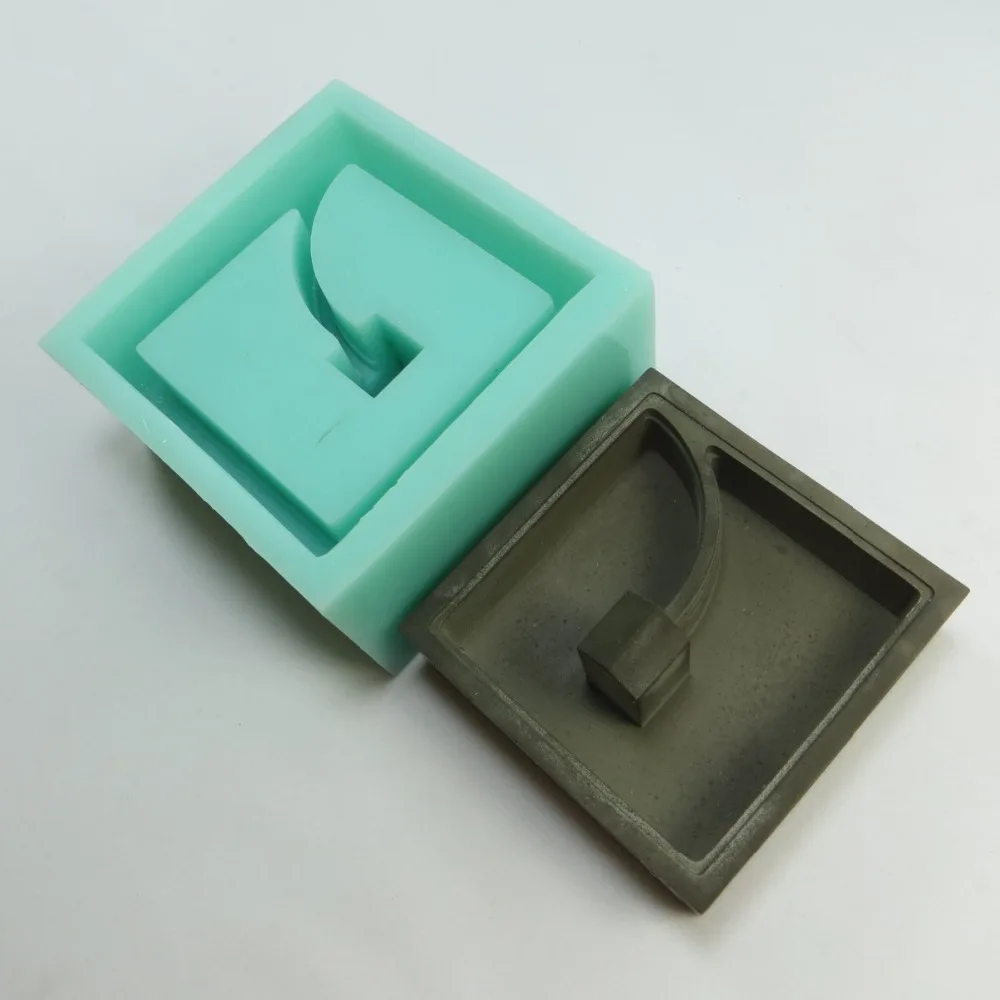 1PC Square Geometric Shape Plant Potted Cement Pot Silicone Mold Manual Clay Craft Plaster Concrete Silicone Mould Office Decor