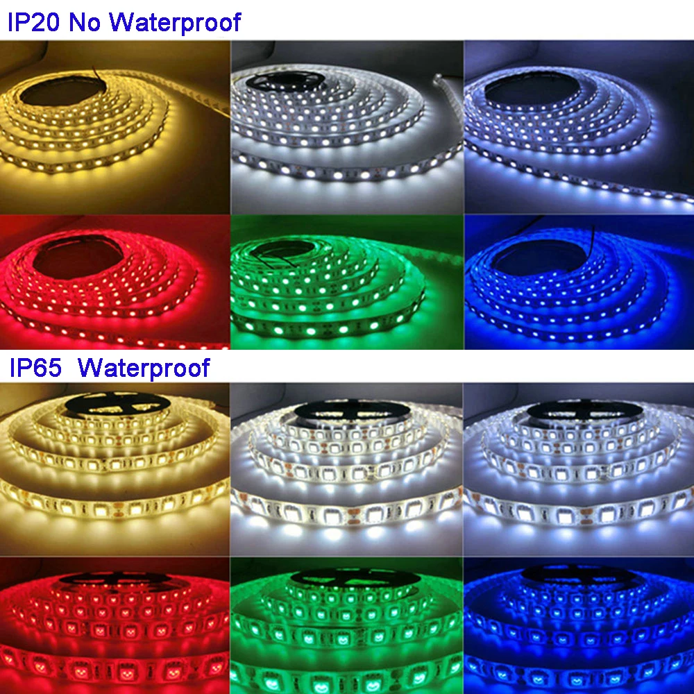 Imagem -04 - Fita Flexível para Fita de Led Lâmpadas 12v 5050 Smd 60leds m Branco Quente Branco Vermelho Verde Amarelo Azul Rosa Rgb uv Rgbw Rgbww