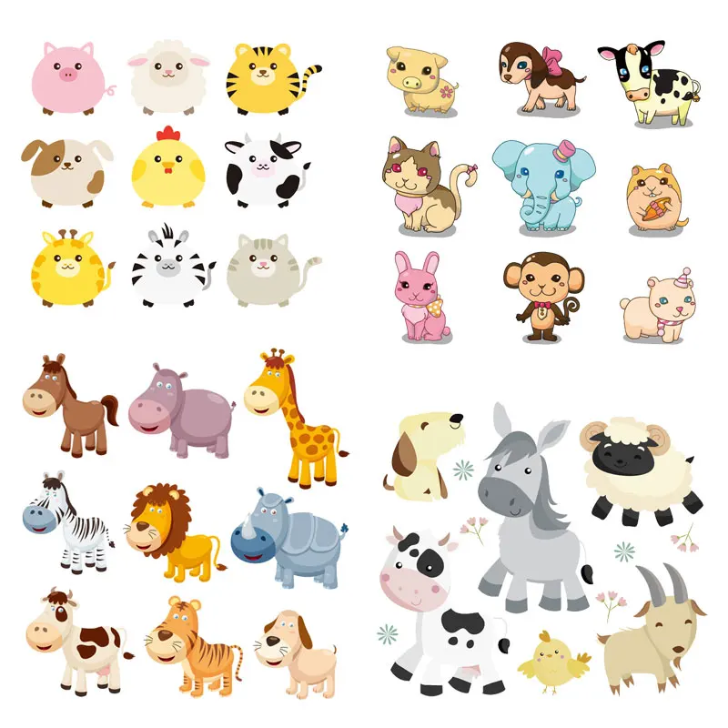 Set of Patch Iron-on Clothes Cute Animal Bear Patch for Clothing Sticker DIY T-shirt Accessory Heat Transfer Washable Badges E