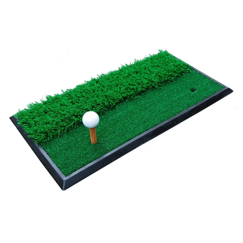 Dual-Surface Hitting/Practice Chipping and Driving Golf Grass Mat with Fairway and Rough Surfaces